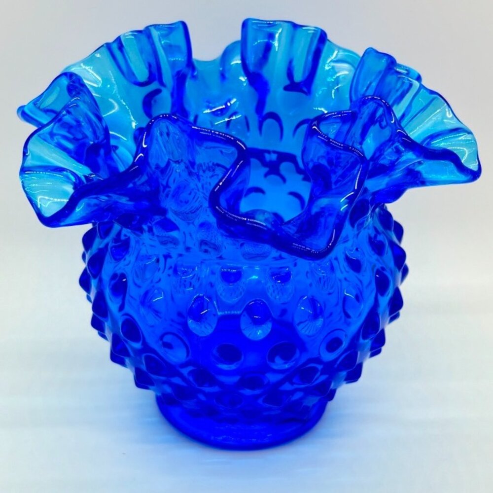 Fenton 1970's Colonel Blue Hobnail Vase/Bowl